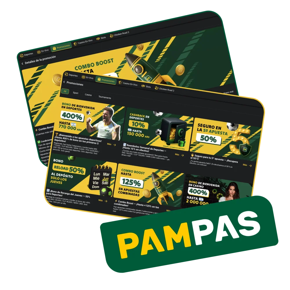 Aprovecha los bonos de Pampas Bet para aumentar tu primer depósito.