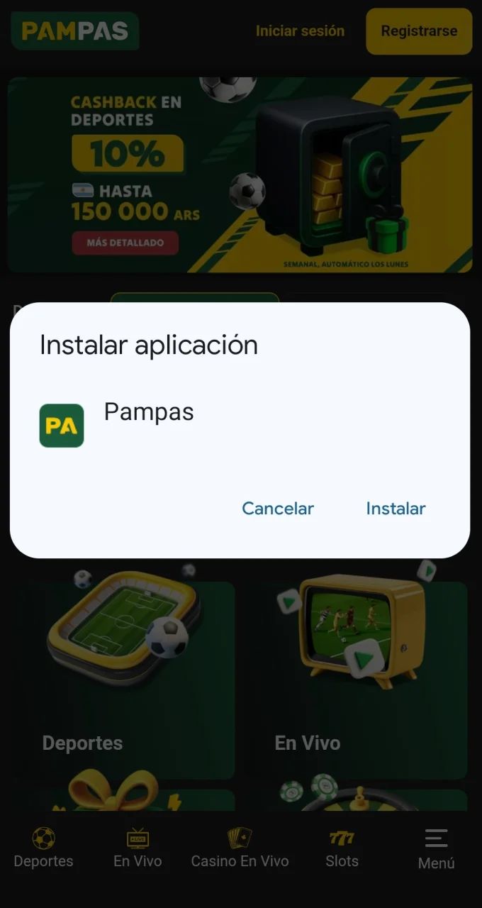 Descubre cómo descargar la aplicación Pampas en tu dispositivo Android.