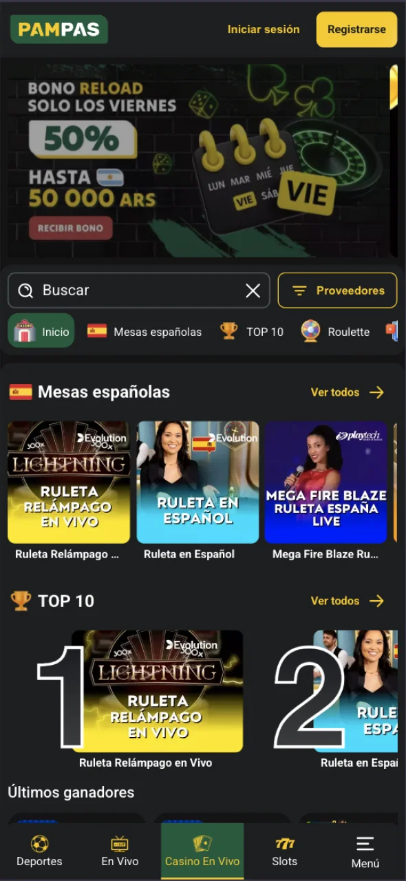 Descubra la amplia variedad de juegos y la interfaz fácil de usar de Pampas Casino.