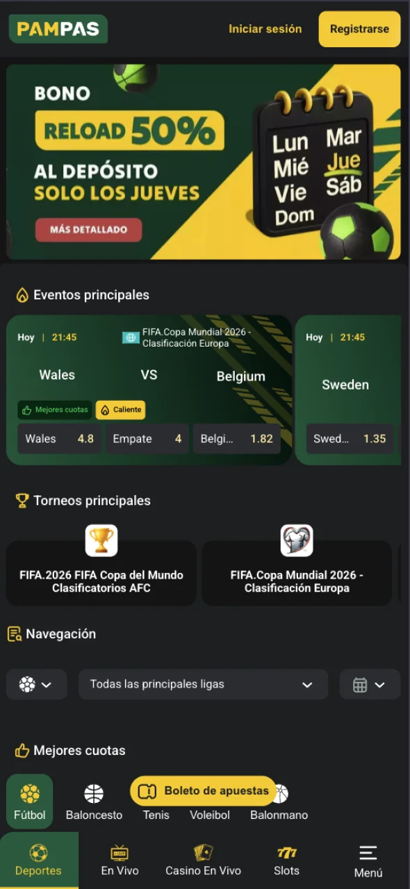 Disfrute del atractivo diseño y la interfaz fácil de usar del sitio web oficial de Pampas.