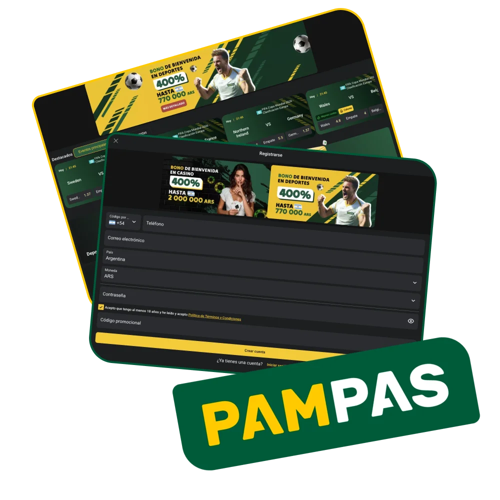 Consulte el formulario de registro en el sitio web de Pampas Bet.