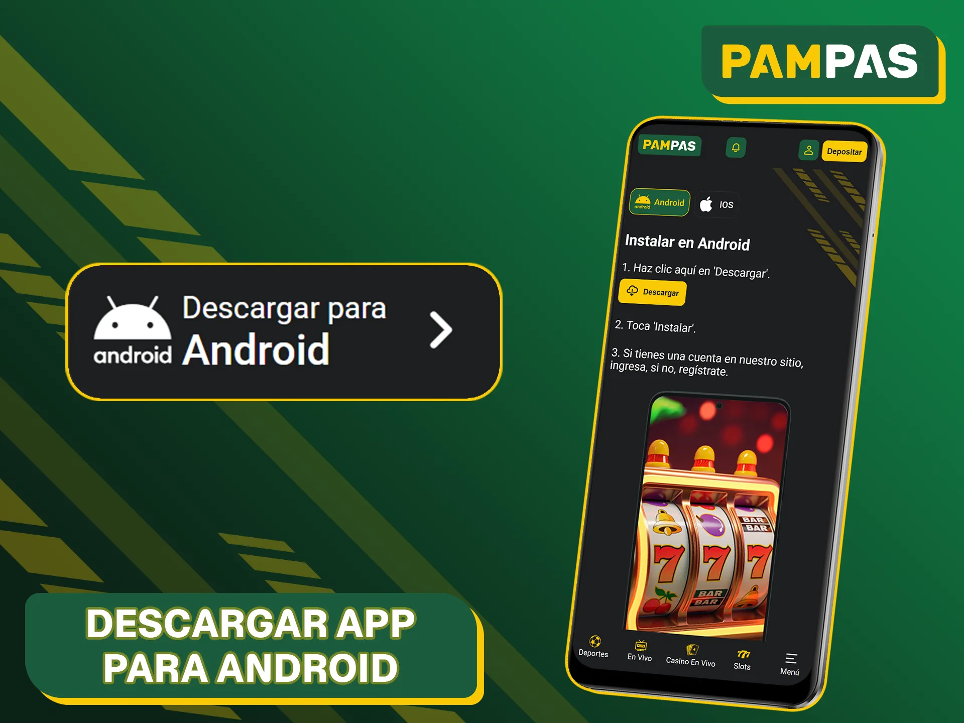 Descarga la aplicación Pampas Bet para Android desde la página web oficial.