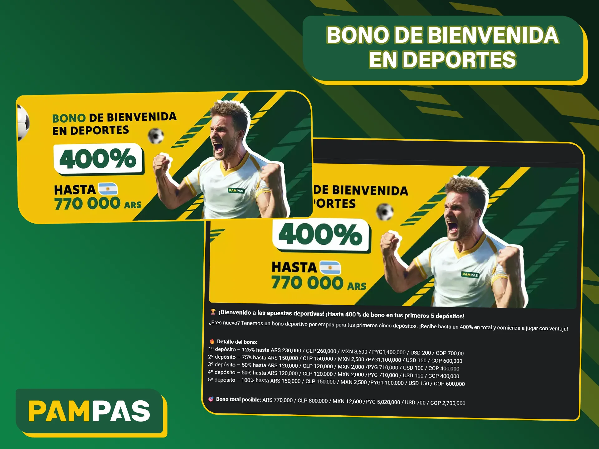 Descubra las características del bono de bienvenida de Pampas Bet para apuestas deportivas.