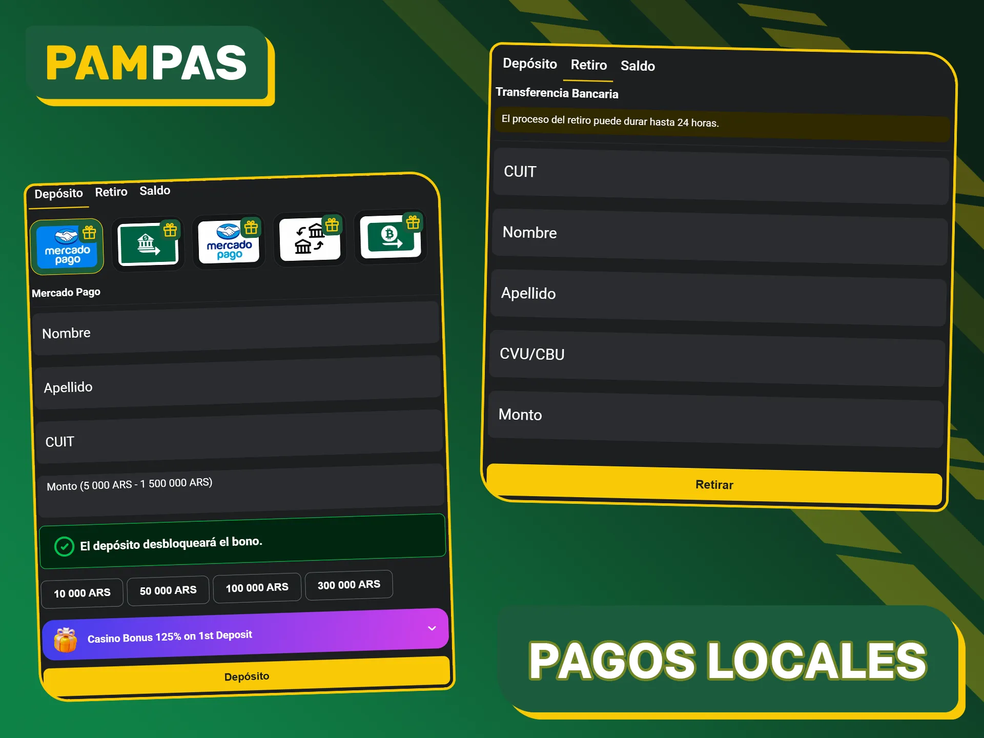 Pampas Bet ofrece transacciones rápidas en ARS sin conversión.