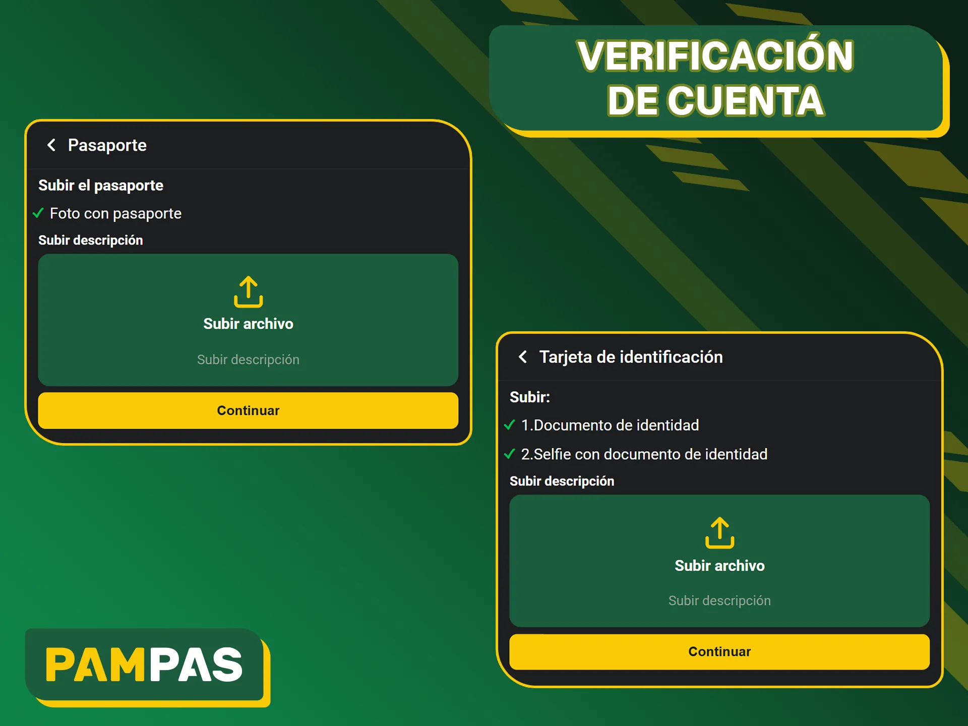 Pampas Bet requiere una verificación rápida de KYC para proteger su identidad y sus fondos.