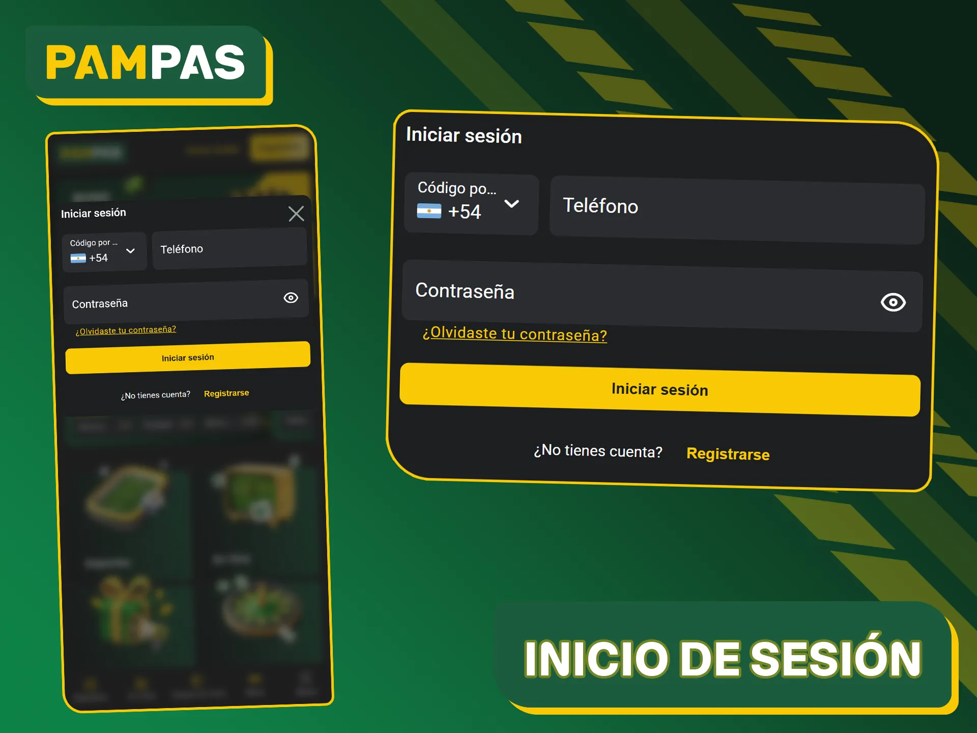 Introduzca su número de teléfono y contraseña para iniciar sesión en su cuenta de Pampas Bet.